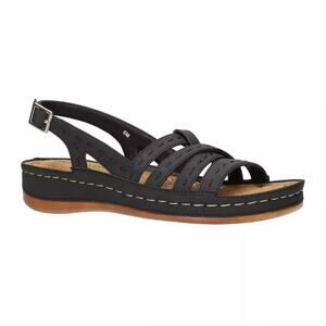 Easy Street Women Kehlani Low Wedge Slingback Sandals Size US 6M Black
